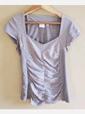 Anthropologie ruched gray top sz M